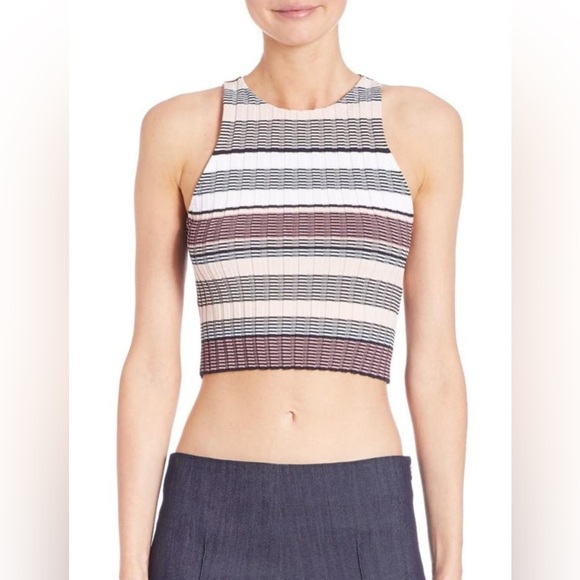 Elizabeth and James Striped Multicolor Racer Back Crop Top - Size S - Picture 1 of 3